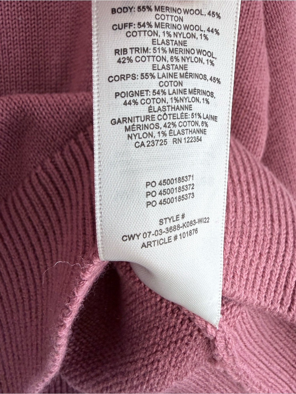 Aritzia Wilfred Free Harper Merino Wool Cotton Mock Neck Sweater XS NWT Pink - Picture 11 of 13